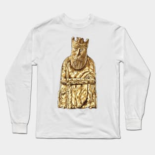 Regal Sovereignty: The Lewis Chessmen King Design Long Sleeve T-Shirt